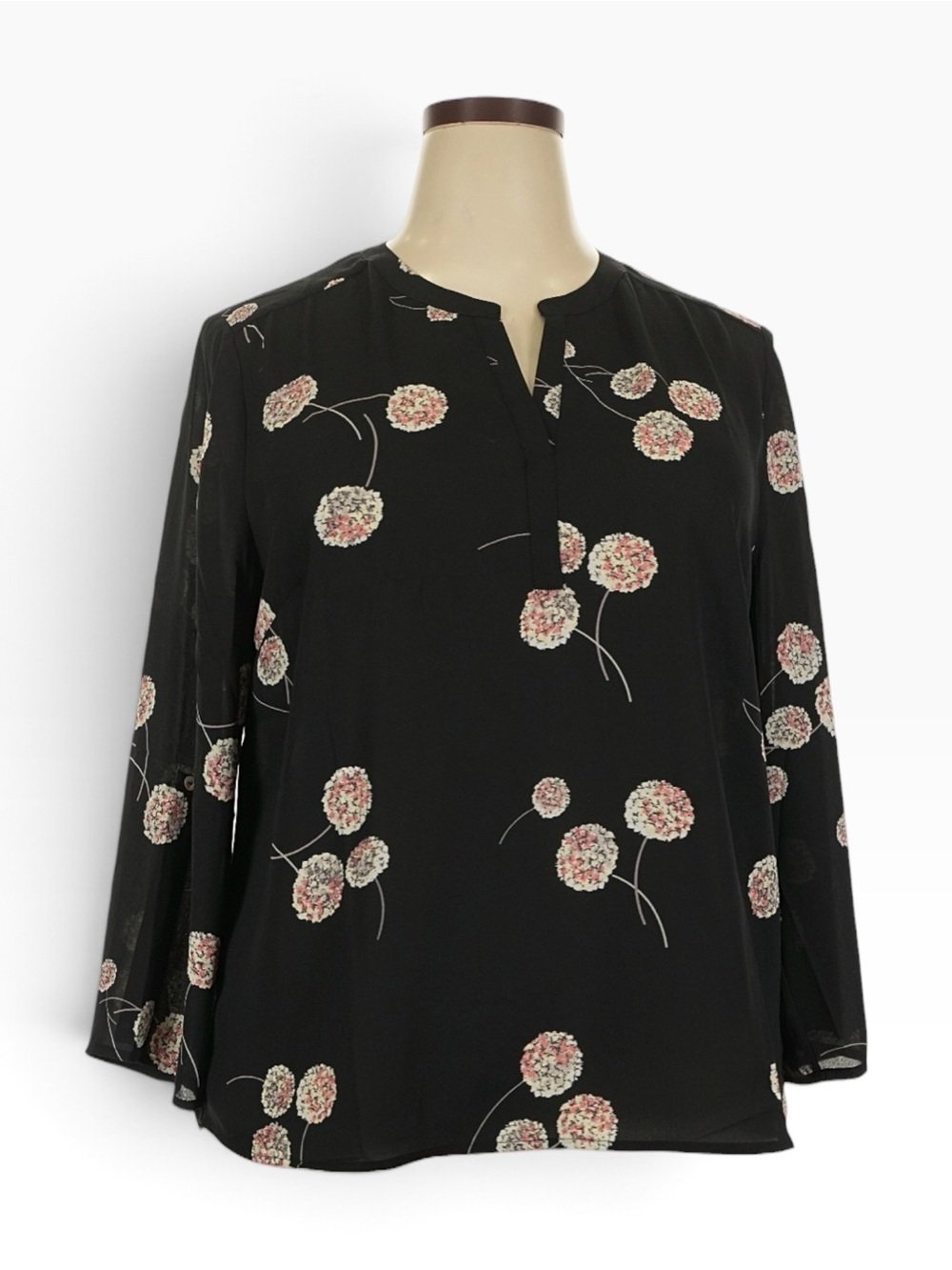 Daniel Rainn Koda Split Neck Floral Blouse Black XXL Stitch Fix NWT Plus Size